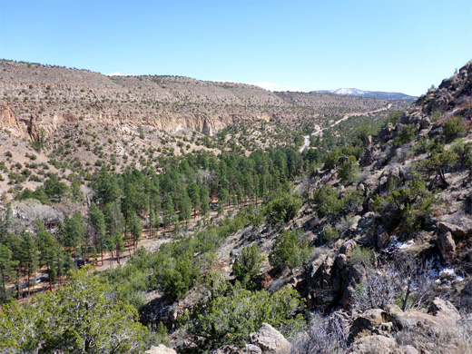 View southeast along Frijoles Canyon