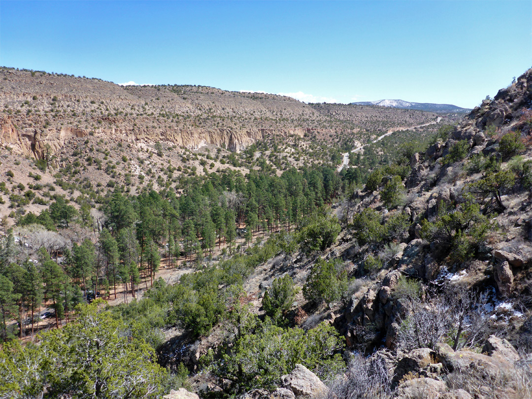 View southeast along Frijoles Canyon