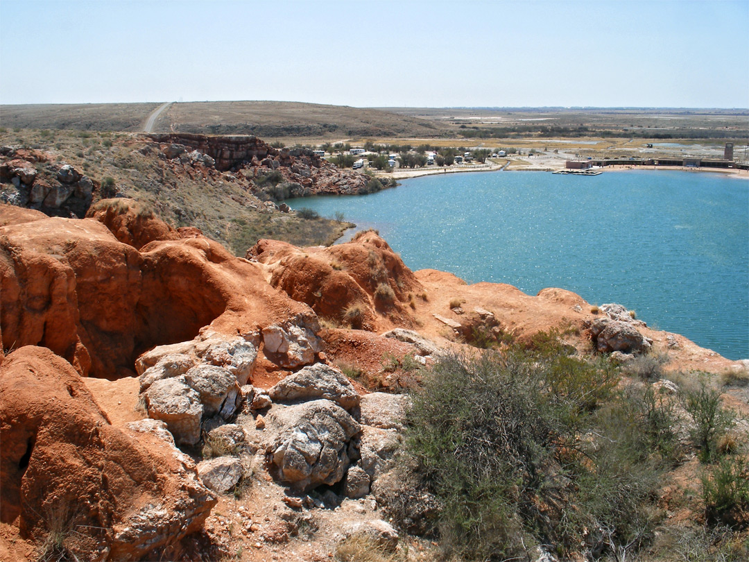 Red rocks above Lea Lake