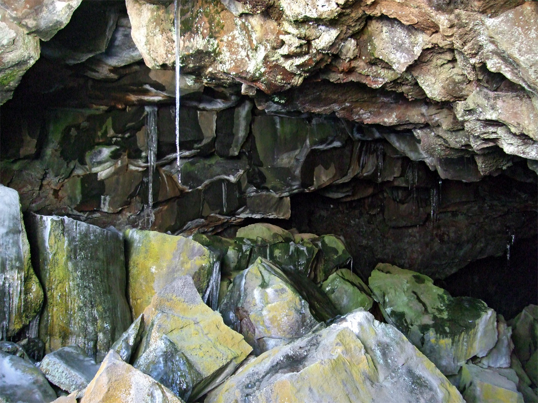 Boulders in a cave