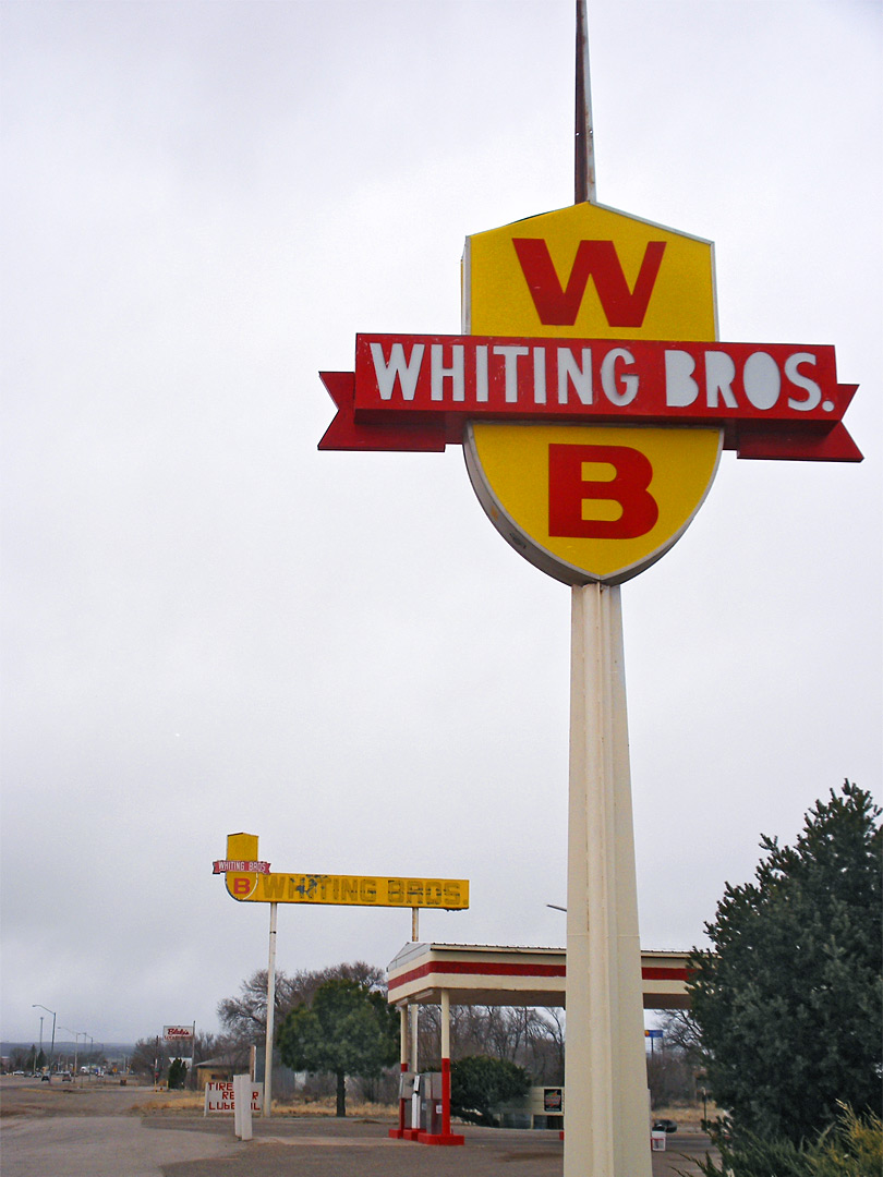 Signs at the Whiting Bros garage