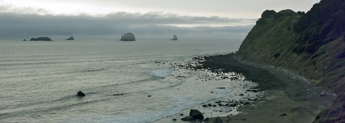 Grey sand beach south of Coal Point