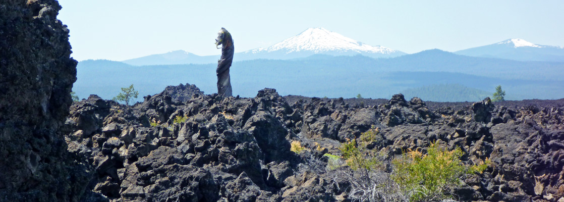 Lava field near Lava Butte; Mount Bachelor to the west