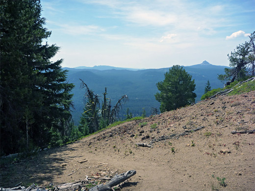 Path across an ashen slope, on the summit of Crater Peak