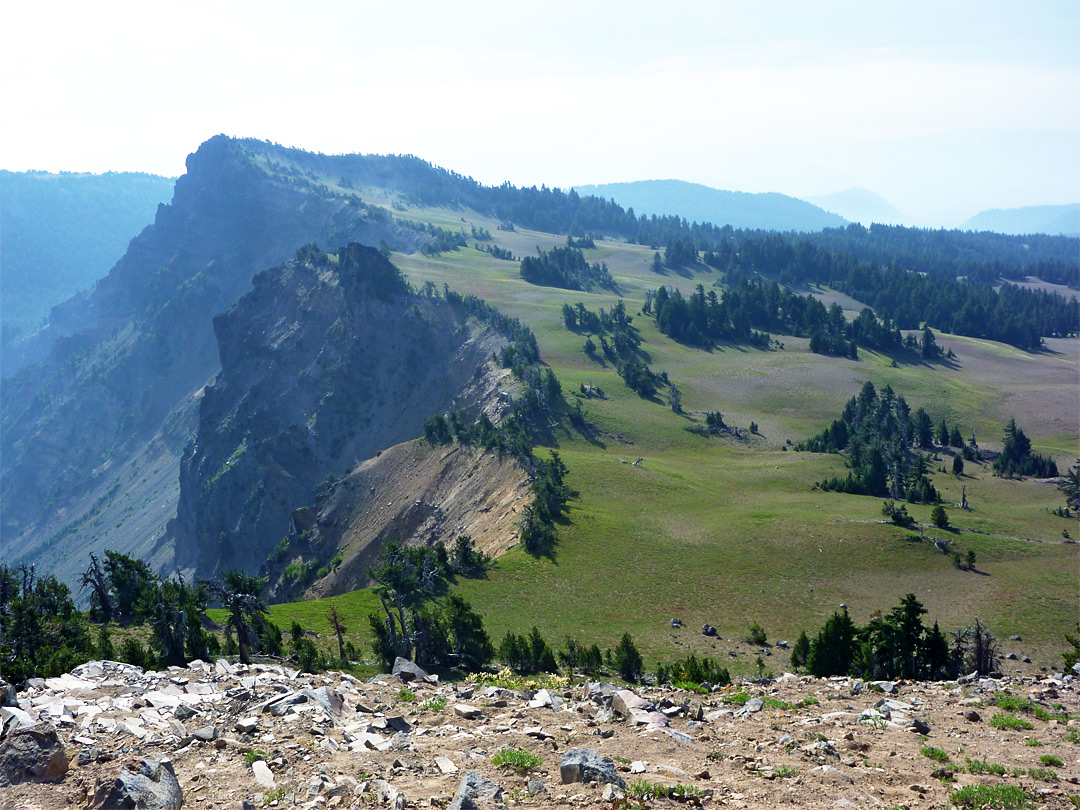 Grassy slopes to the east