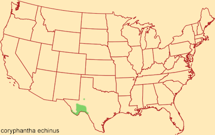 Distribution map for coryphantha echinus