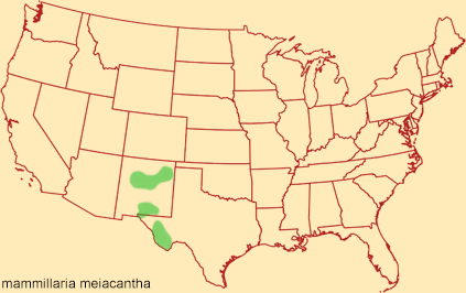 Distribution map for mammillaria meiacantha