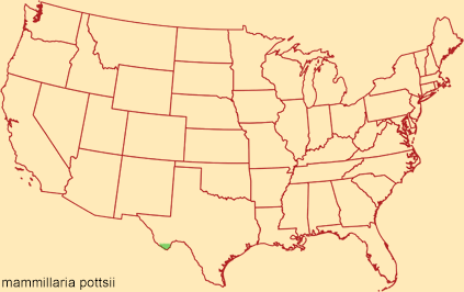 Distribution map for mammillaria pottsii