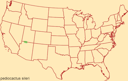 Distribution map for pediocactus sileri