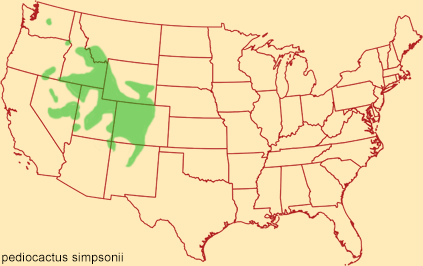 Distribution map for pediocactus simpsonii