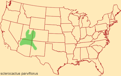 Distribution map for sclerocactus parviflorus