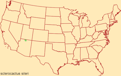 Distribution map for sclerocactus sileri