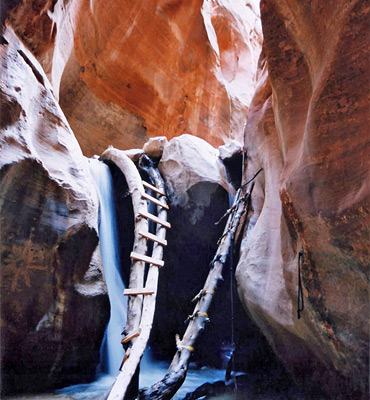 Improvised ladders at Kanarra Falls