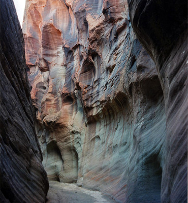 Eroded cliff face in the lower canyon