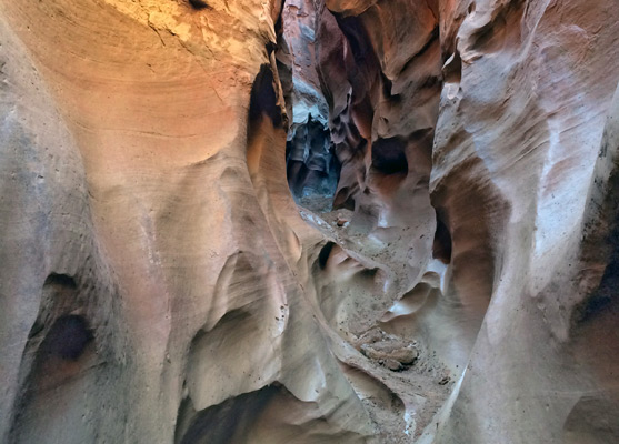 Colorful narrow passageway in Peekaboo Gulch