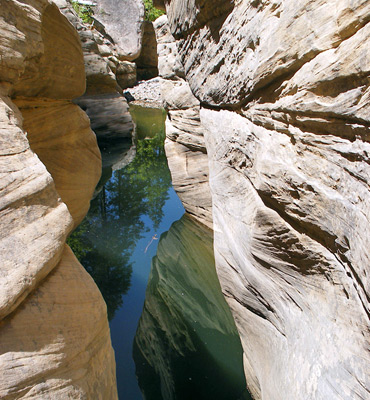 Narrow, flooded channel