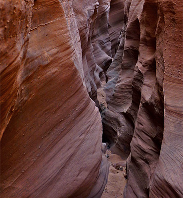 Layered sandstone walls