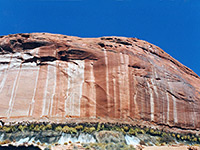 Streaked cliff near the lake