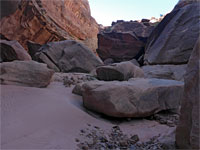 Sand and boulders