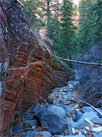 Narrowing streambed