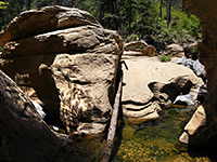 Pool and water-carved rocks