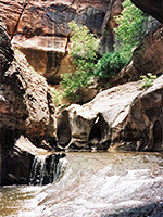 Below the first waterfall