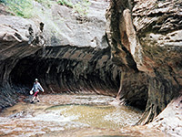 Hiker in the Subway