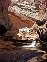 Falls and a pool