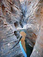 Pothole and curvy rocks