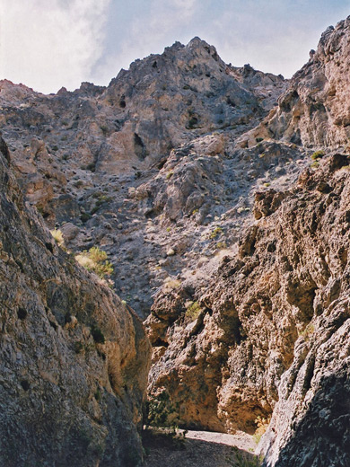 Steep, crumbling rock walls