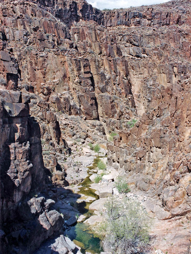Shallow stream through the narrows of Milkweed Canyon