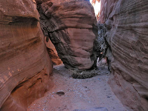 Obstructing boulder
