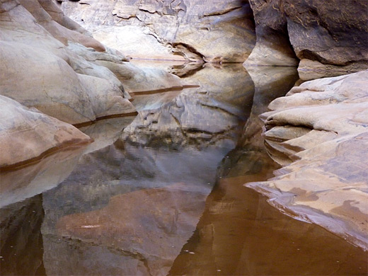 Reflections on a long pool