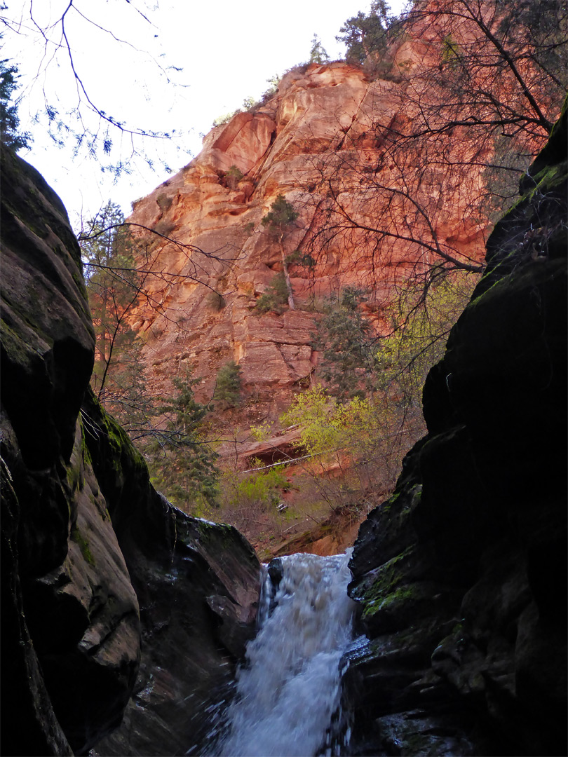 Cliff beyond the falls