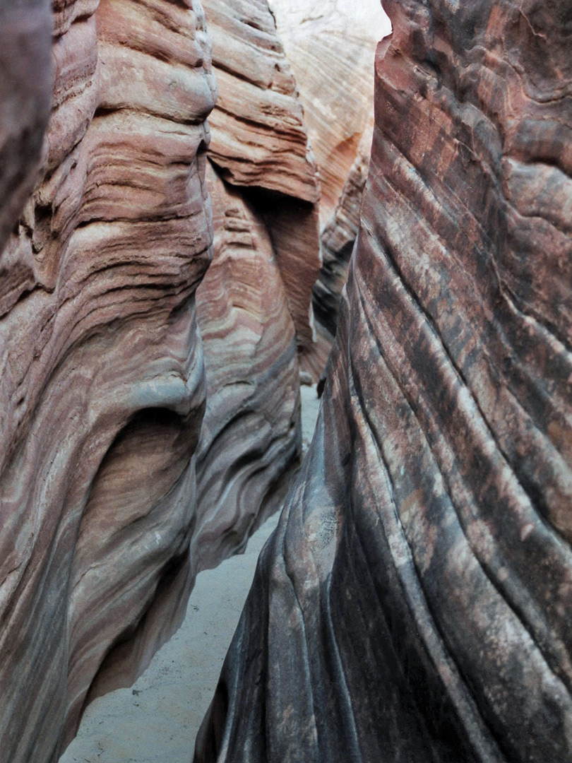 Layered sandstone walls