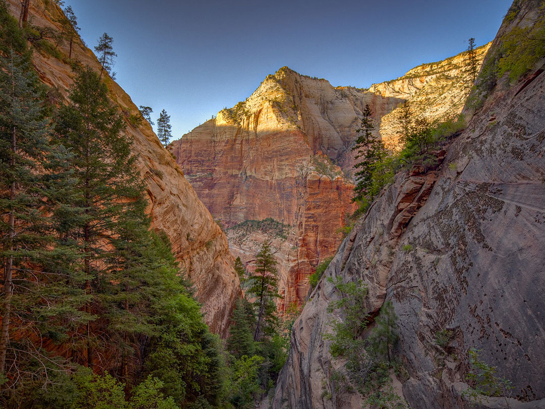 V-shaped ravine