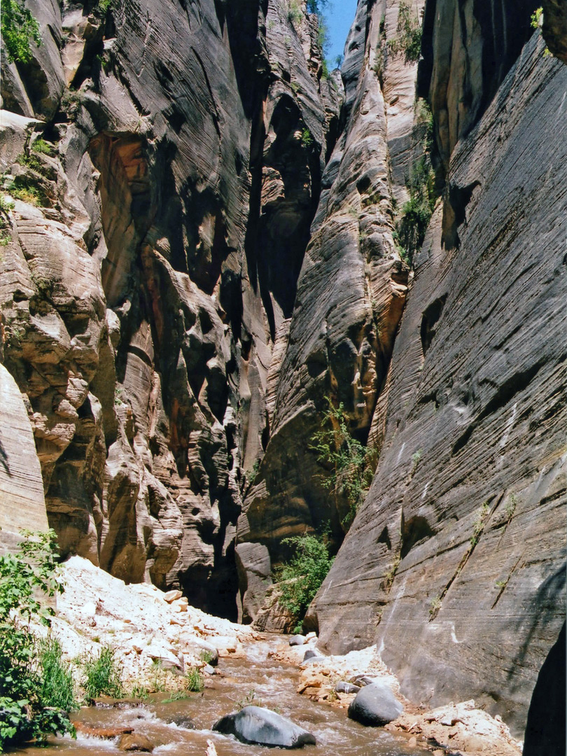 The narrowing canyon