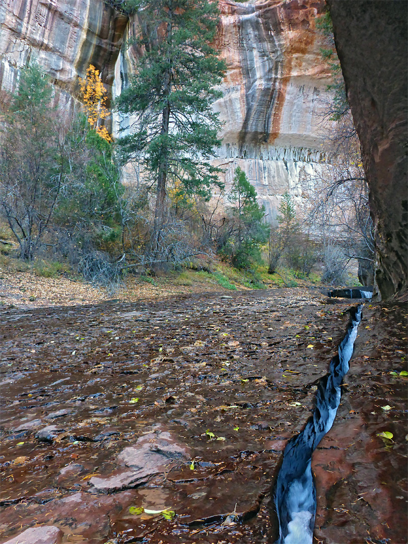 Stream and vertical cliffs