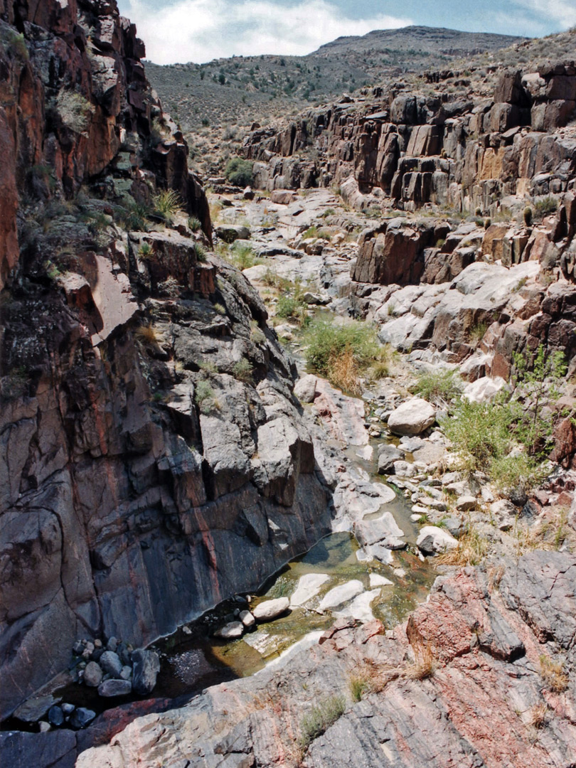 Below a waterfall