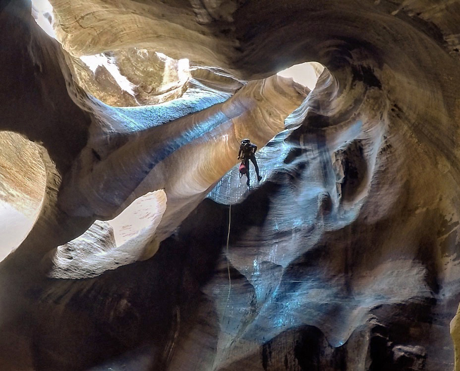 Rappelling down the canyon