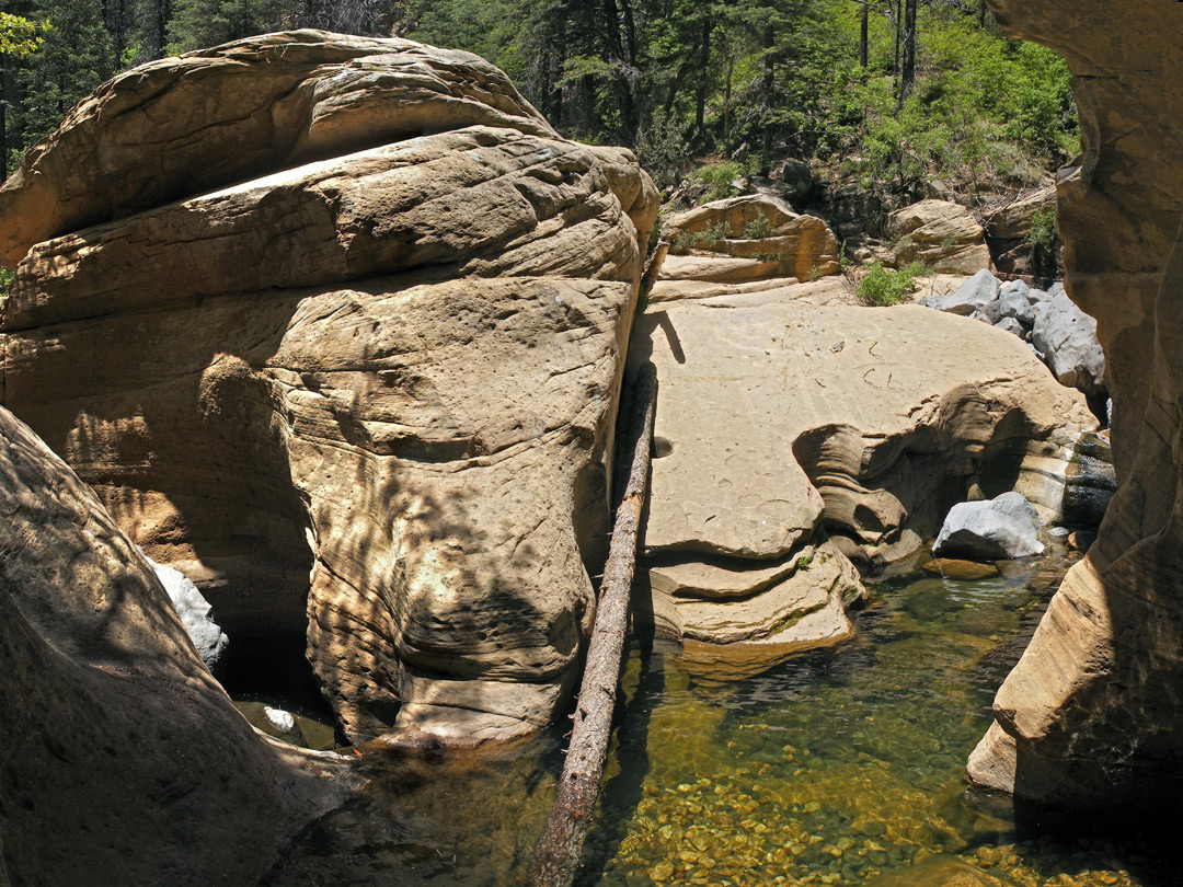 Pool and water-carved rocks