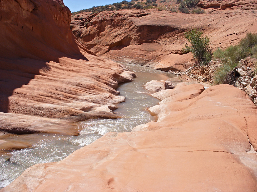 Stream across slickrock