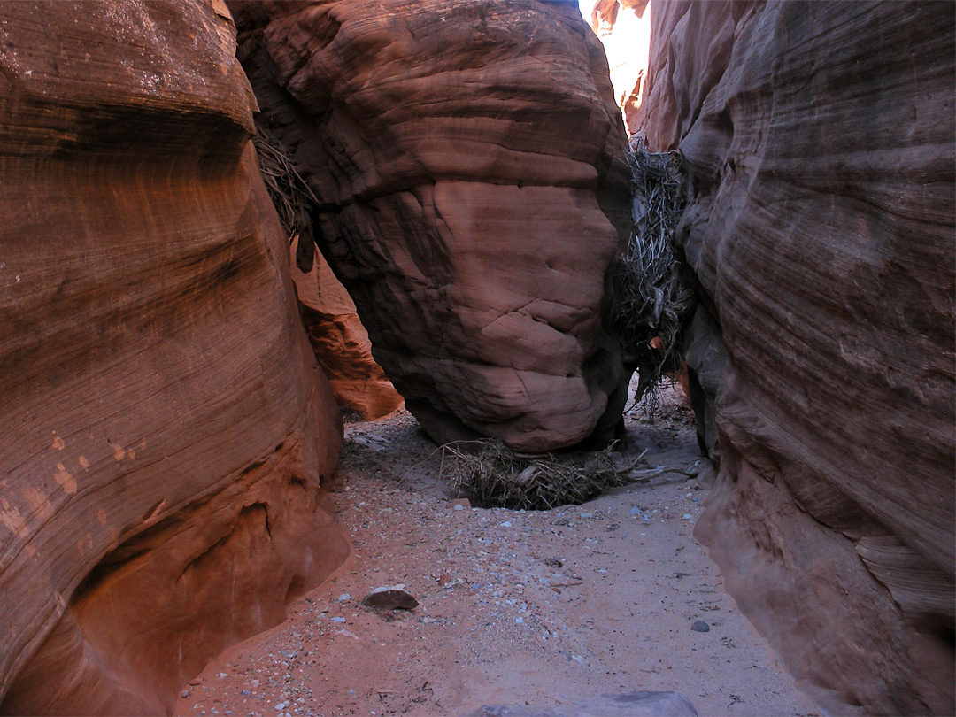 Obstructing boulder