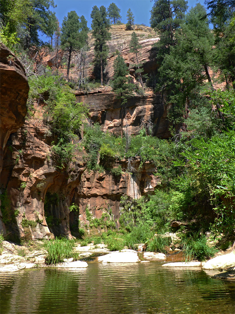 Stepped red cliffs