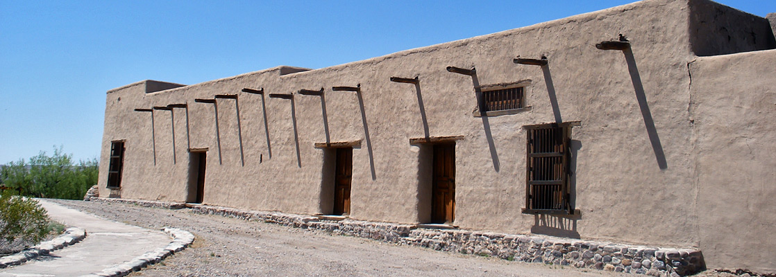 Posts and doorways along the east side of Fort Leaton