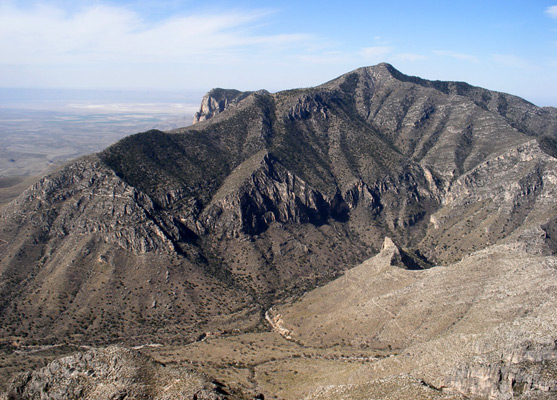 Guadalupe Peak - view southwest from the summit of Hunter Peak