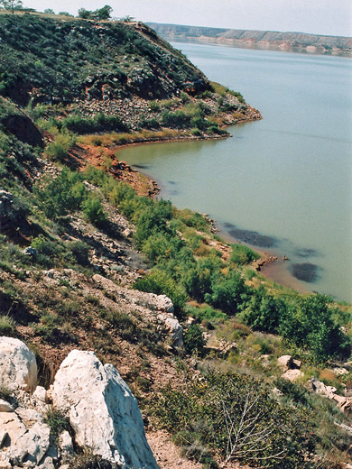 Steep shoreline