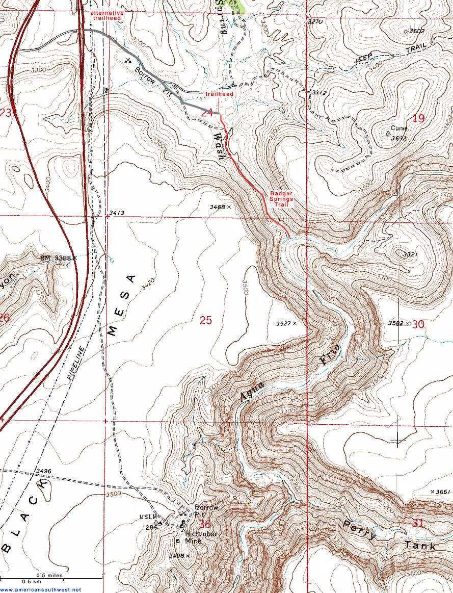 Map of the Bright Angel Trail