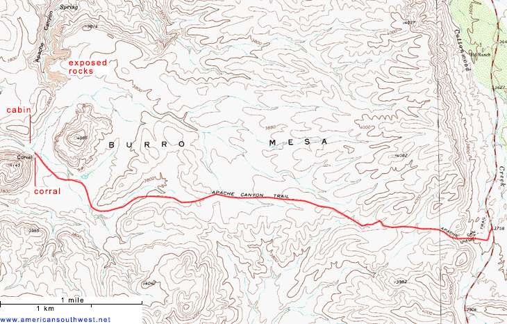 Map of the Apache Canyon Trail