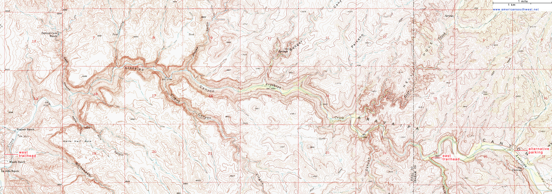 Topo Map of the Aravaipa Canyon